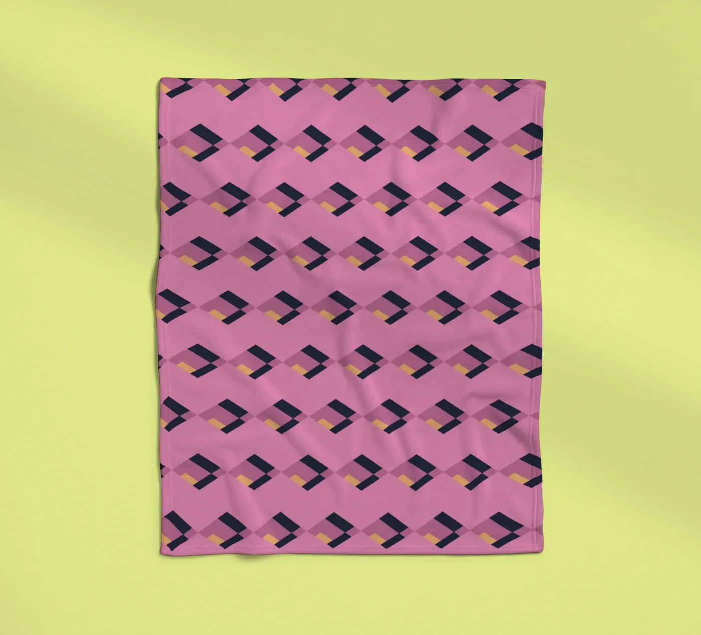 Diamond pink zigzag pattern fleece blanket by Little Dean