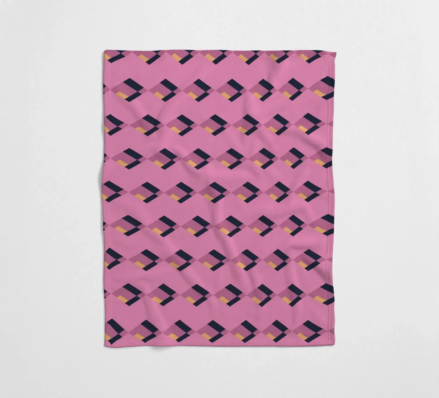 Diamond pink zigzag pattern fleece blanket by Little Dean