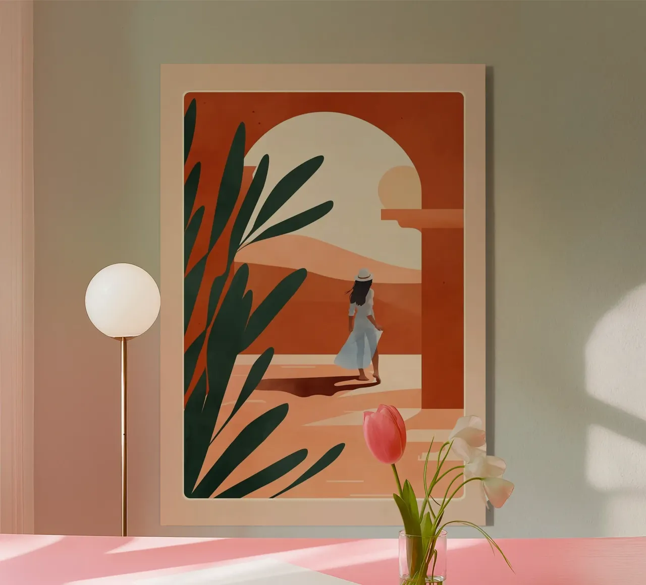 donna con il tramonto plexiglass da Jonathan R NASH