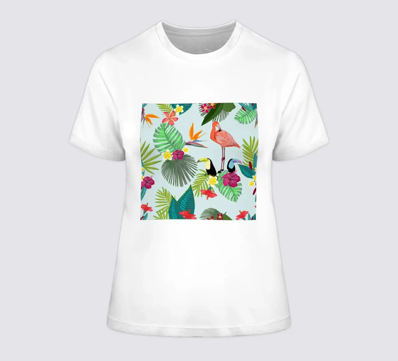 Flamingo und tropisches Sommermuster Frauen T-Shirt von gulsengunel