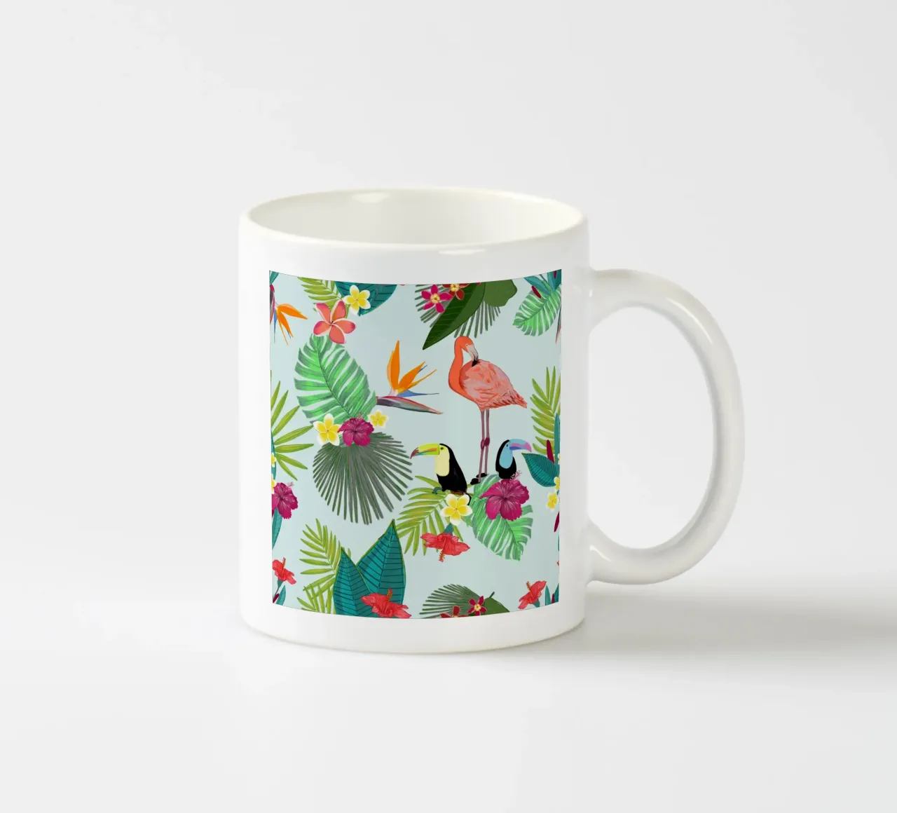 Motif de flamant rose et d'été tropical mug en céramique de gulsengunel