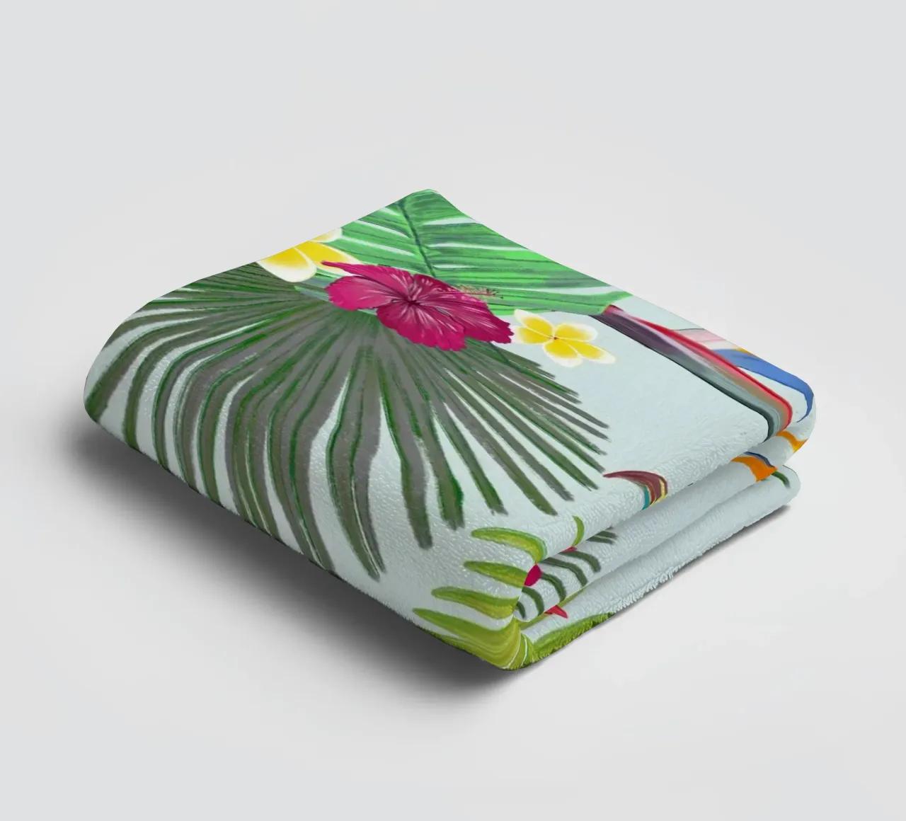 Flamingo and tropical summer pattern towel by gulsengunel