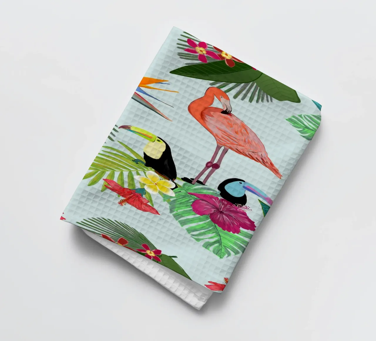 Flamingo und tropisches Sommermuster Geschirrtuch von gulsengunel