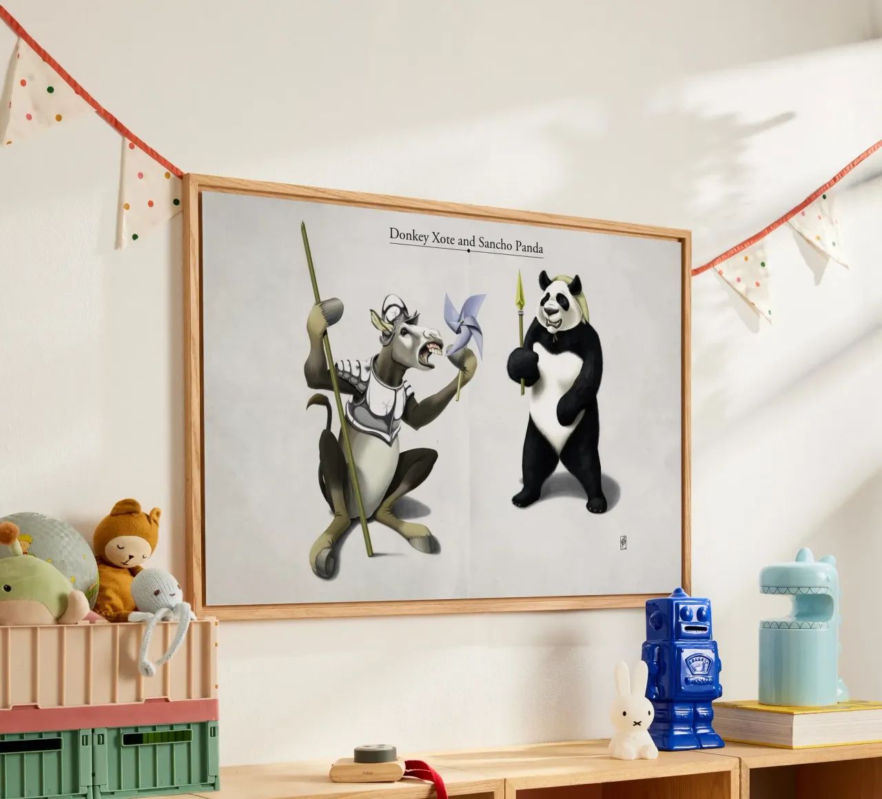 Donkey Xote and Sancho Panda (Titled) plexiglass da Rob Art | Illustration