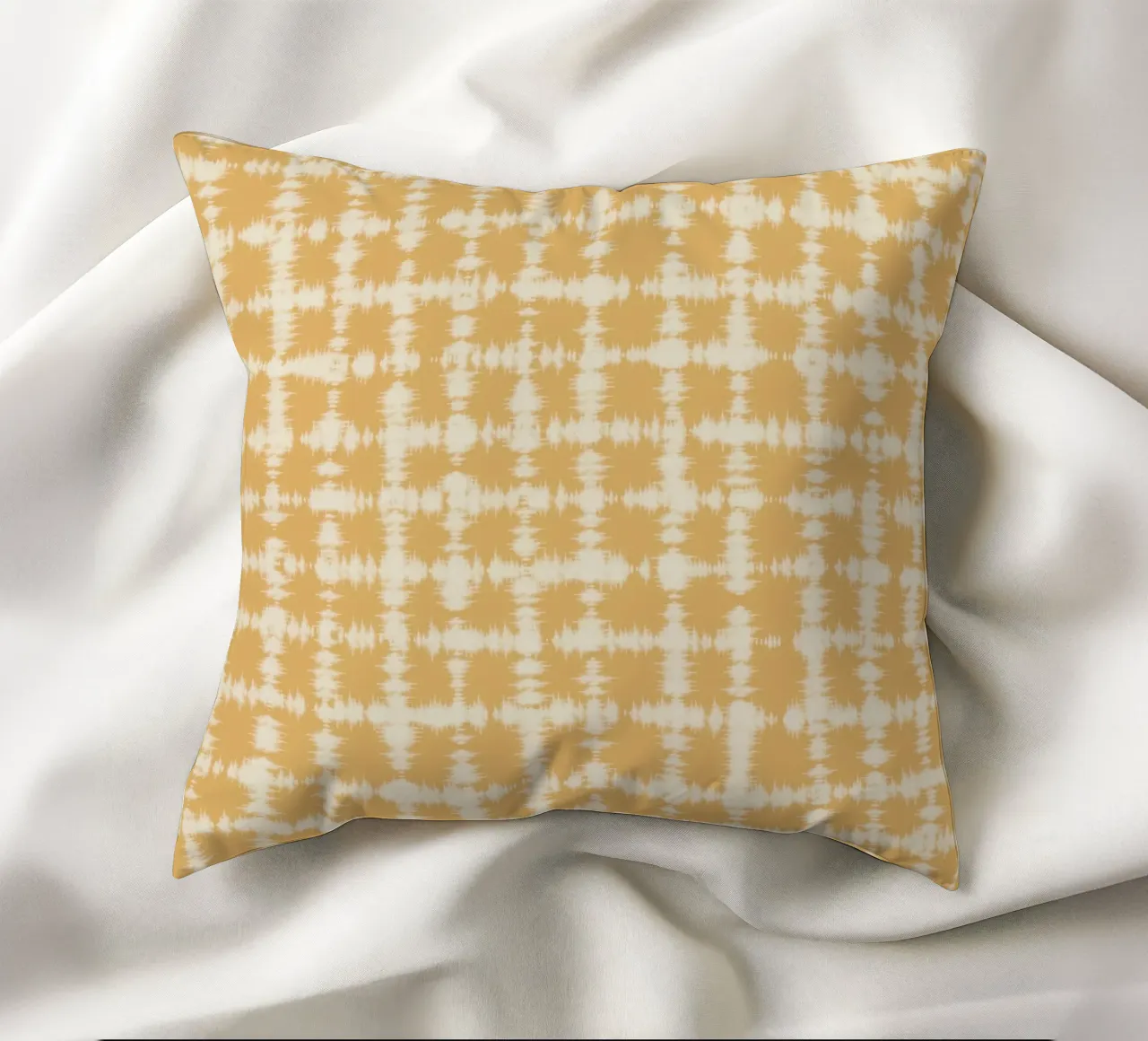 Tintura a quadri ocra cuscino da Little Dean