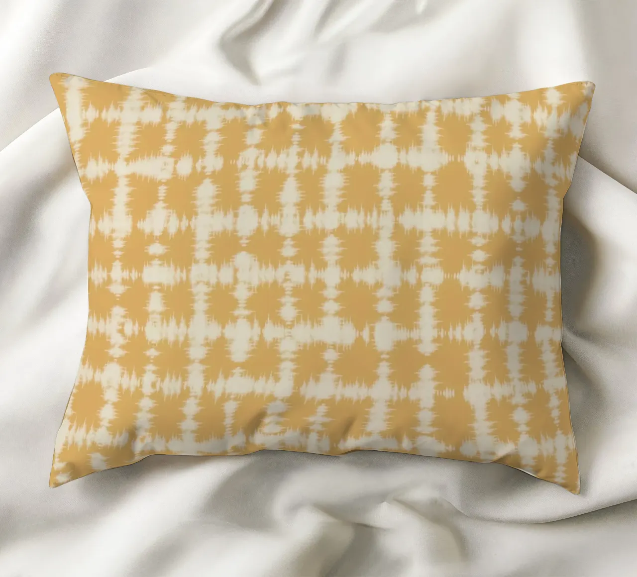 Tintura a quadri ocra cuscino da Little Dean