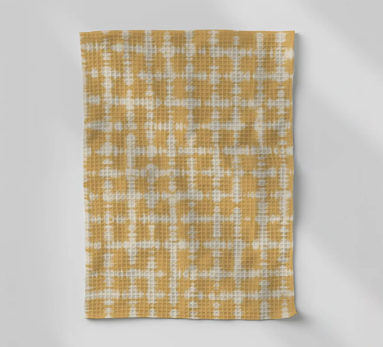 Tintura a quadri ocra canovaccio da cucina da Little Dean