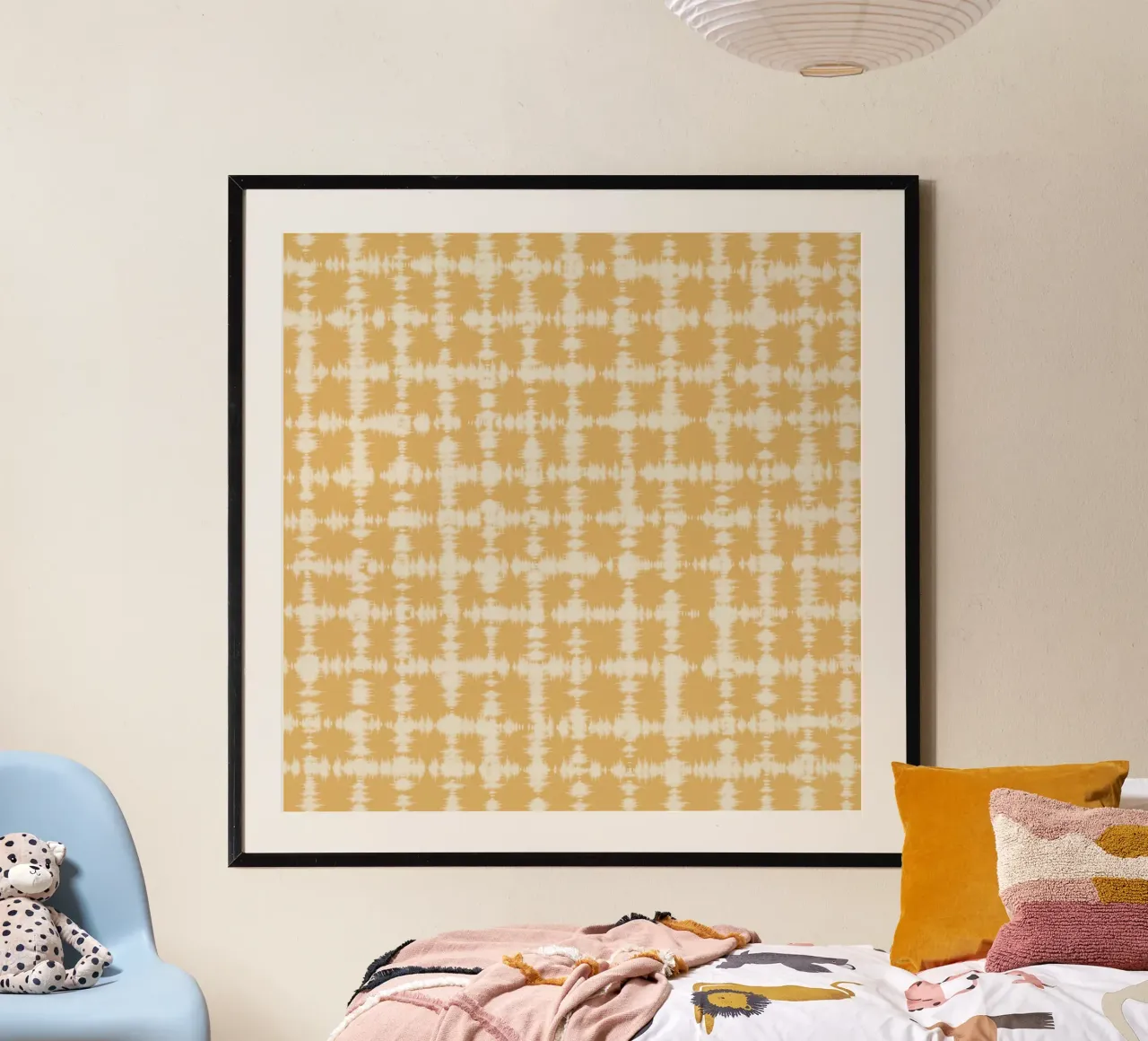 Ochre checker tie dye poster van Little Dean