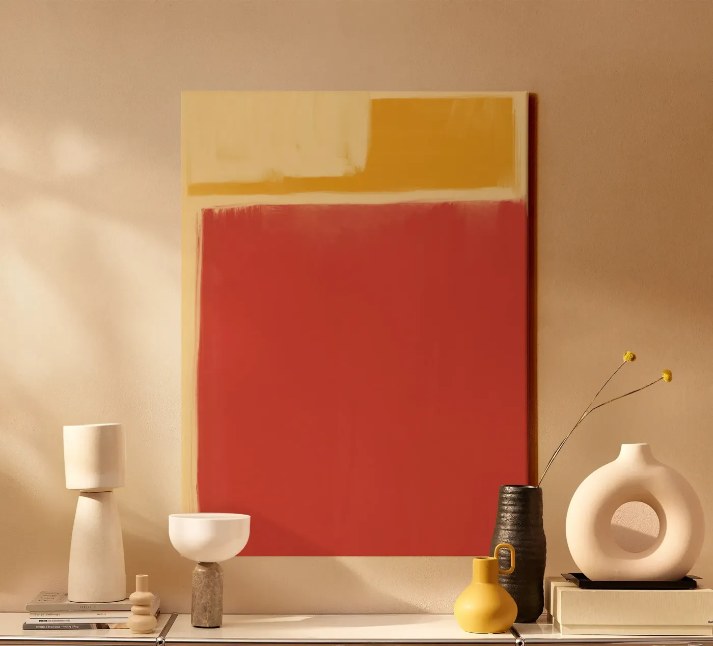 Minimal solid warm canvas van Little Dean