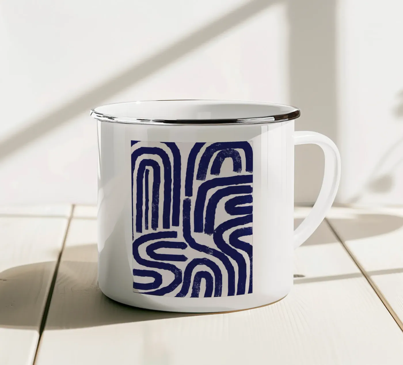 Rusty line pattern enamel mug by Little Dean