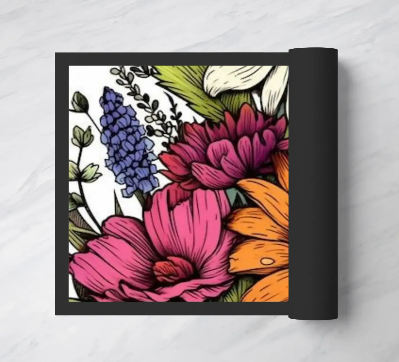 Un'esplosione di fiori zerbino da graphic design