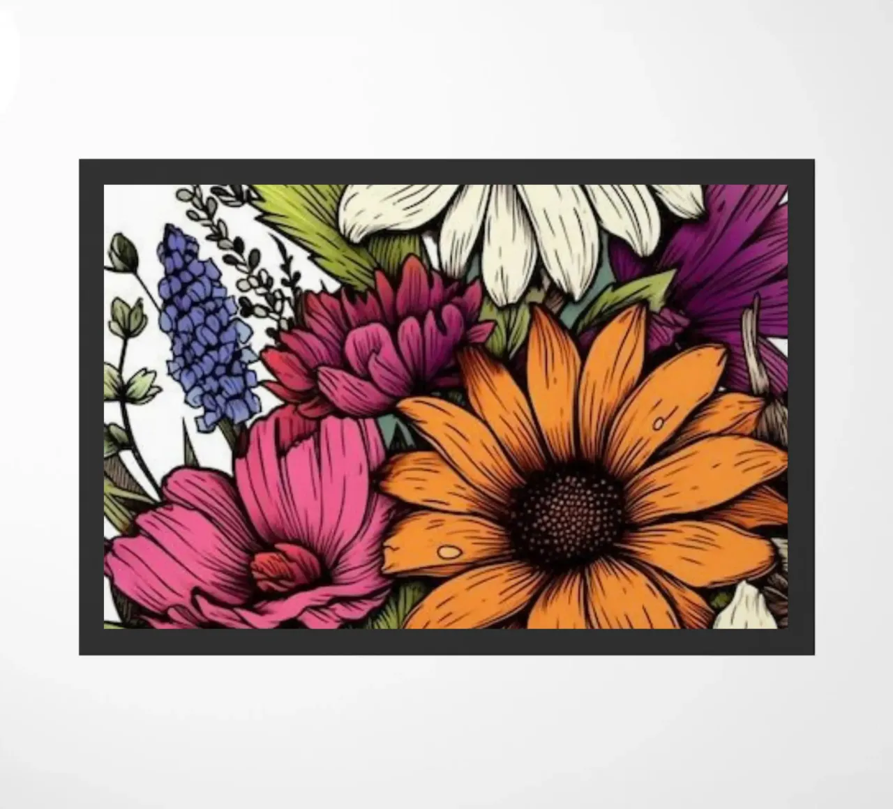 Un'esplosione di fiori zerbino da graphic design