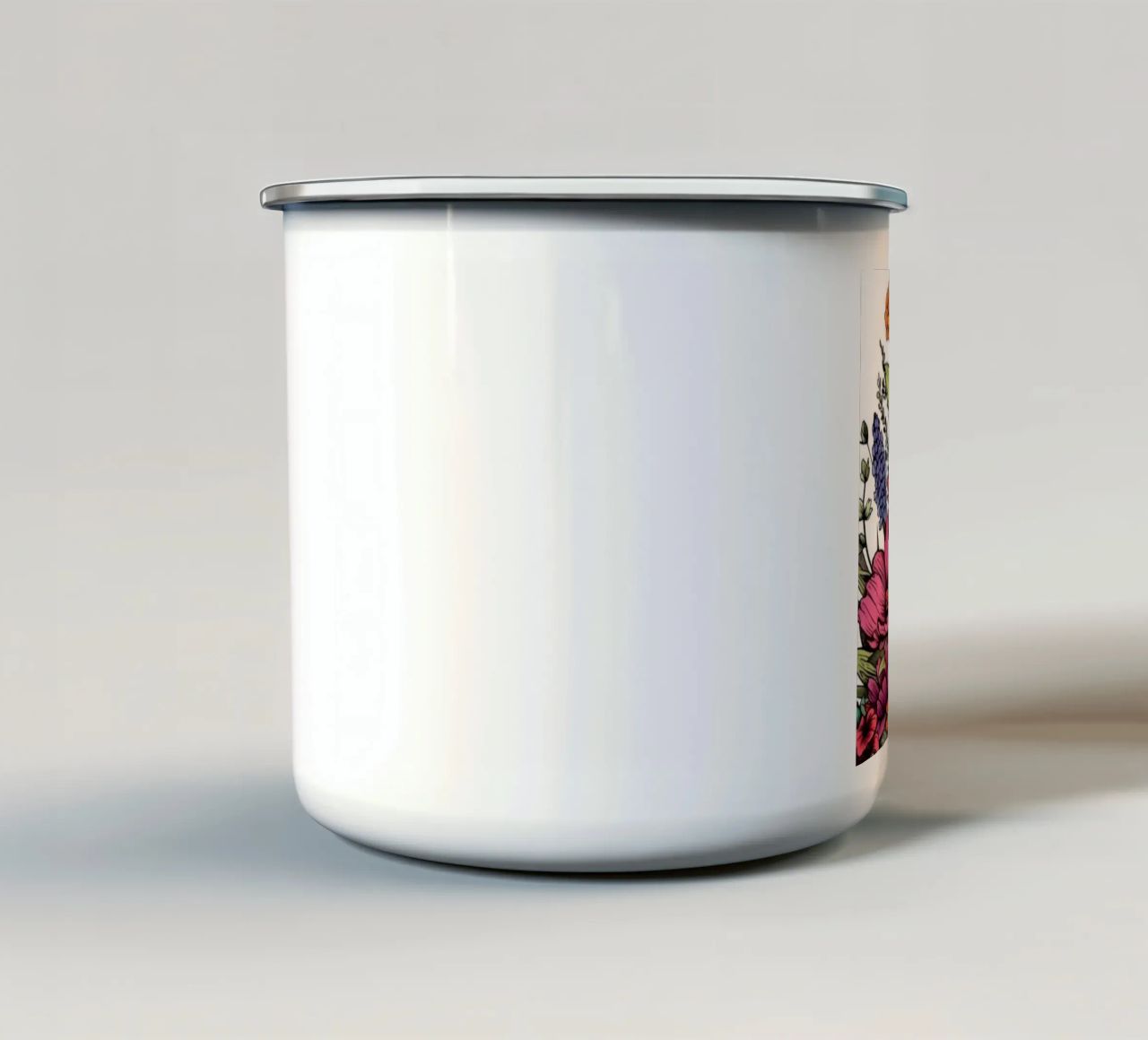 Un'esplosione di fiori tazza in smalto da graphic design