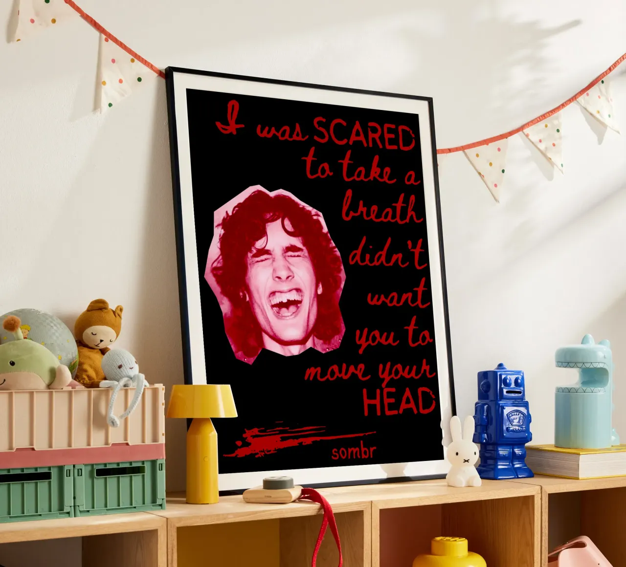 Testi d'epoca Cantante Britpop anni '90 poster da https://www.juniqe.com/uk/shop/Henndraws