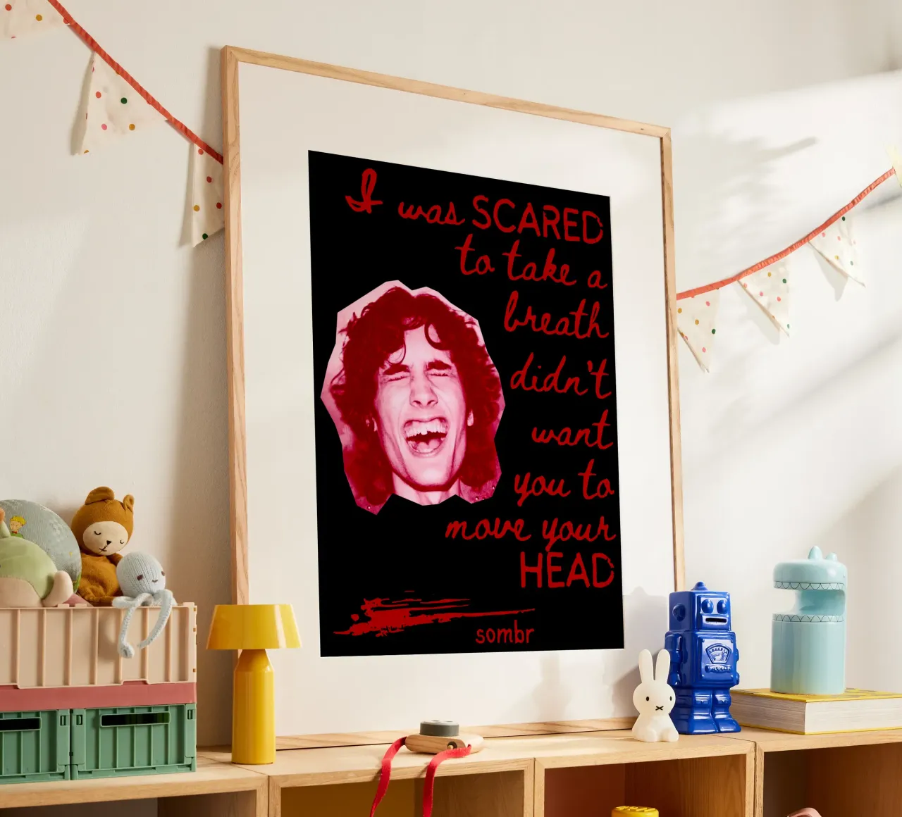 Testi d'epoca Cantante Britpop anni '90 poster da https://www.juniqe.com/uk/shop/Henndraws