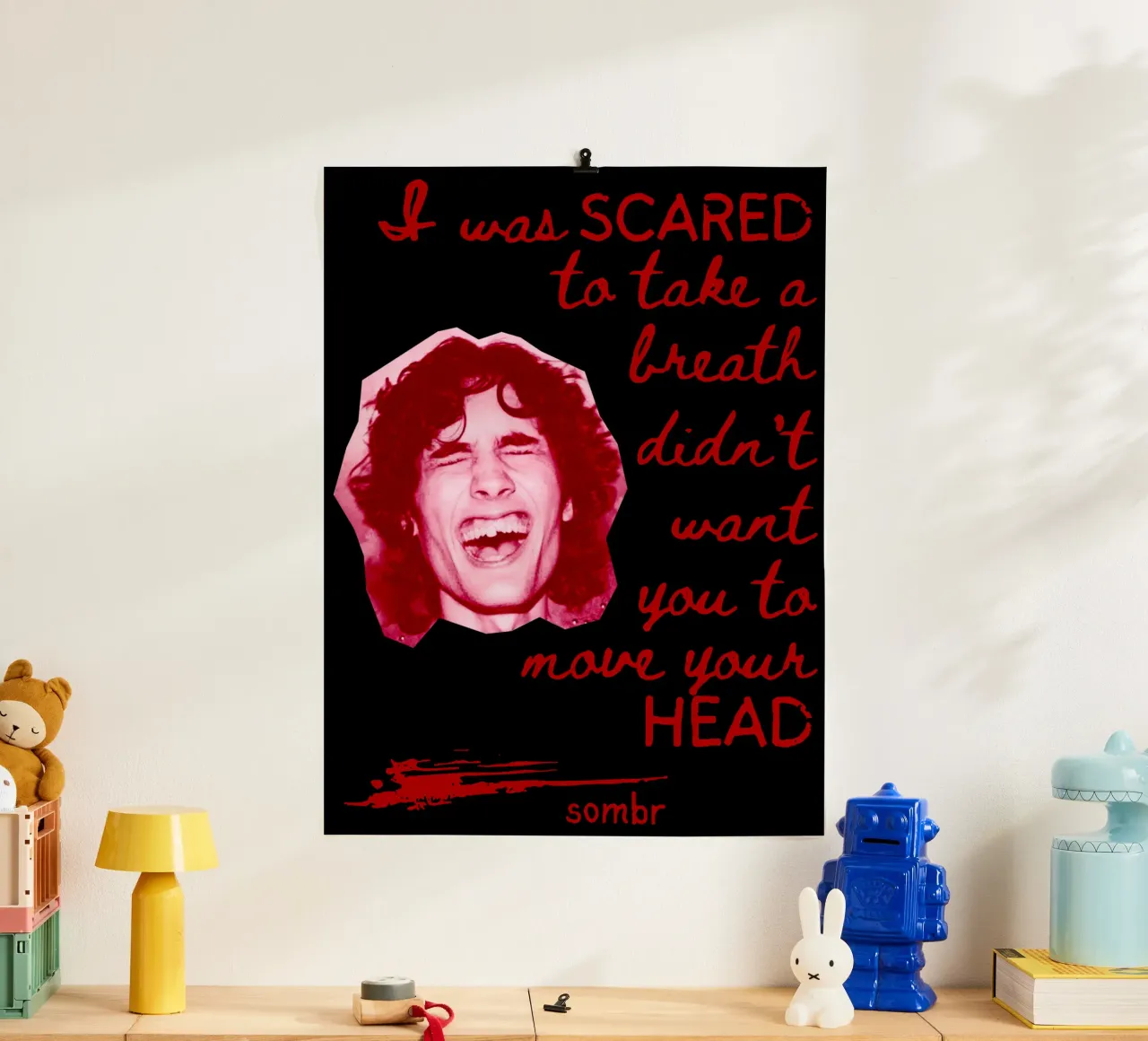 Testi d'epoca Cantante Britpop anni '90 poster da https://www.juniqe.com/uk/shop/Henndraws