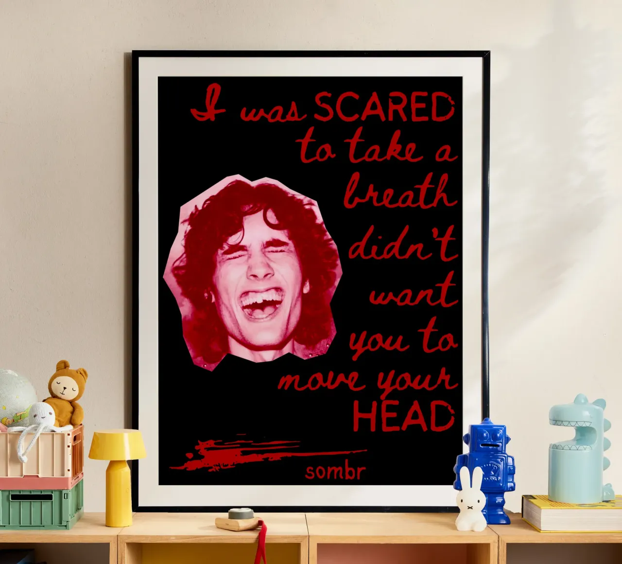 Testi d'epoca Cantante Britpop anni '90 poster da https://www.juniqe.com/uk/shop/Henndraws