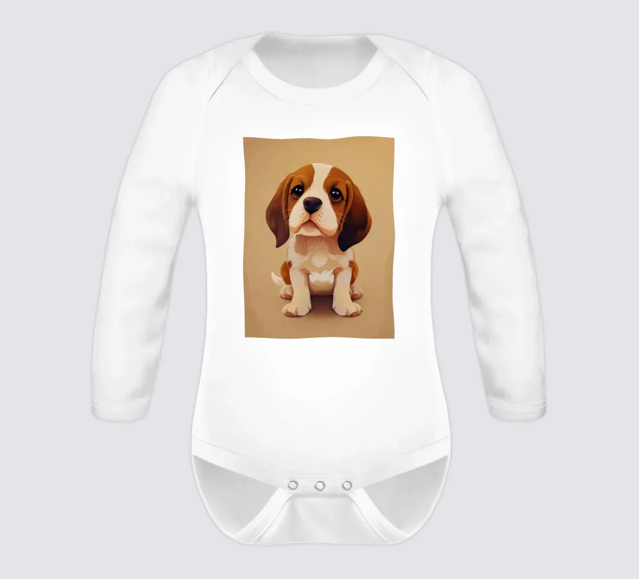 Playful Beagle Pup: Curious and Cute long-sleeve baby romper by DesignDoodle