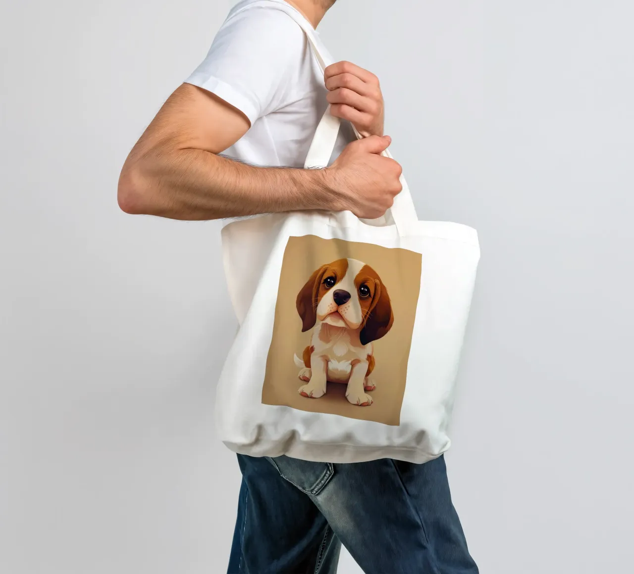 Cucciolo di Beagle giocherellone: Curioso e carino borsa in juta da DesignDoodle