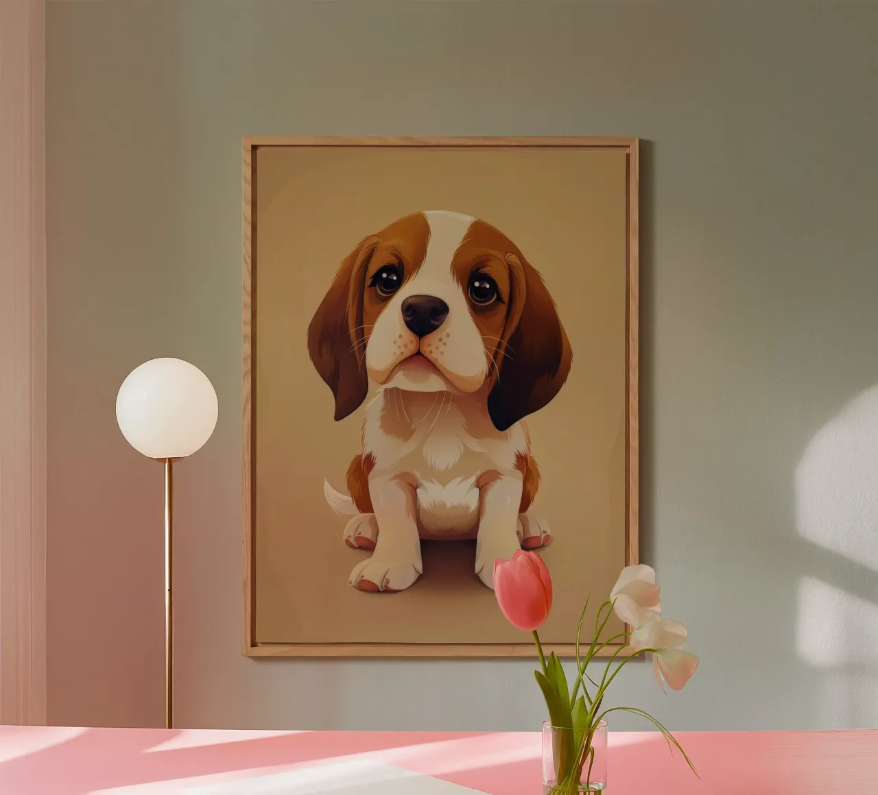 Verspielter Beagle-Welpe: Neugierig und niedlich Alu-Dibond von DesignDoodle