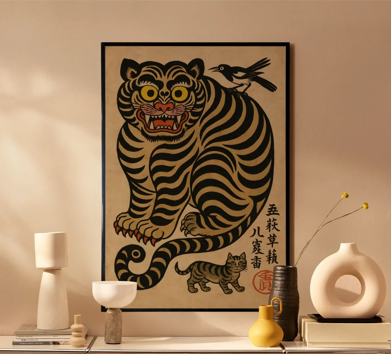 Midnight Whisper Tiger poster con telaio in alluminio da Gei.Butsu