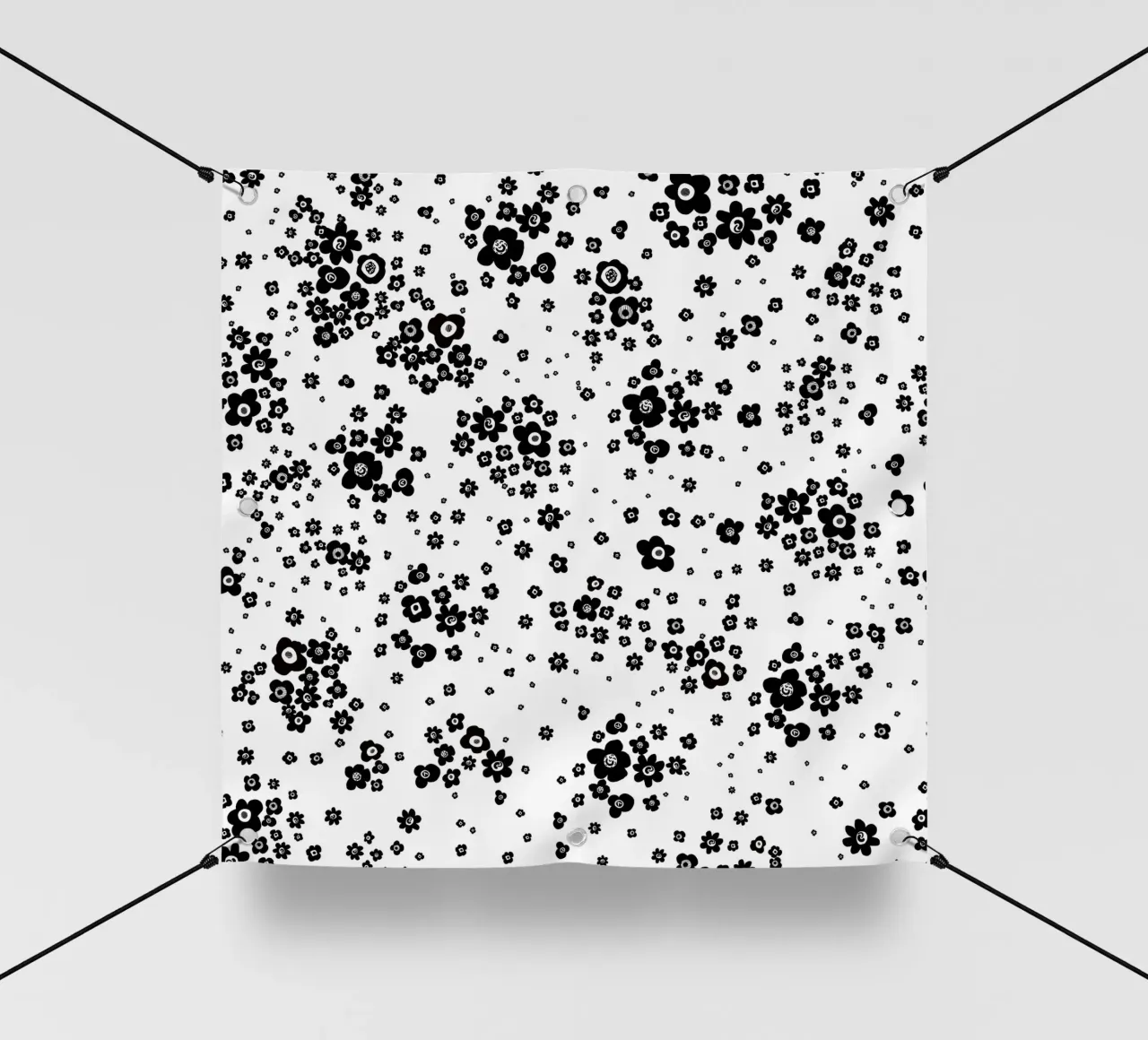 Fiori in bianco e nero telo in pvc da gulsengunel