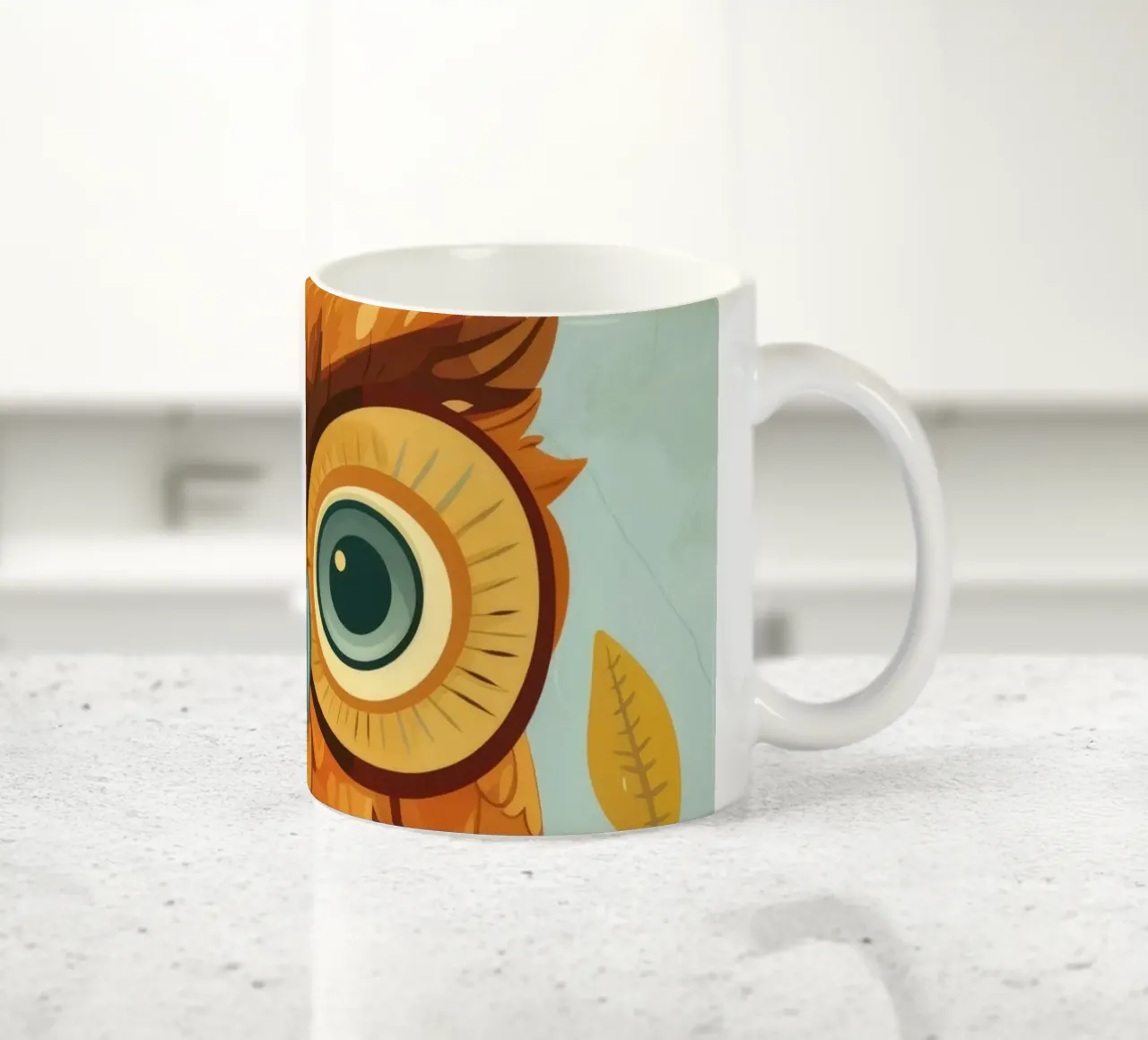 Un timido cucciolo di gufo: pronto per l'avventura tazza in ceramica da DesignDoodle