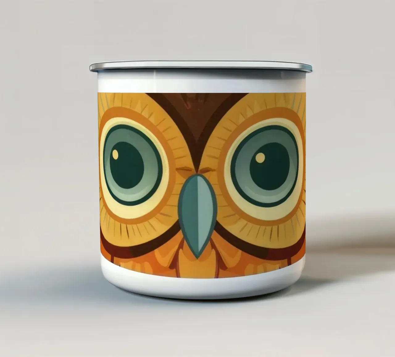 Un timido cucciolo di gufo: pronto per l'avventura tazza in smalto da DesignDoodle