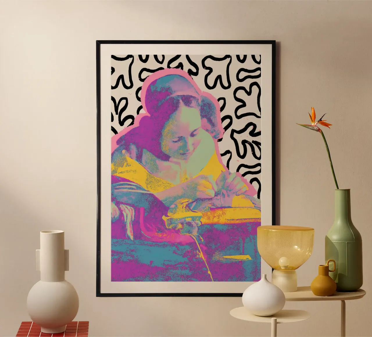 Lady Of The Needle (Neon Maters Series) poster con telaio in plastica da treechild
