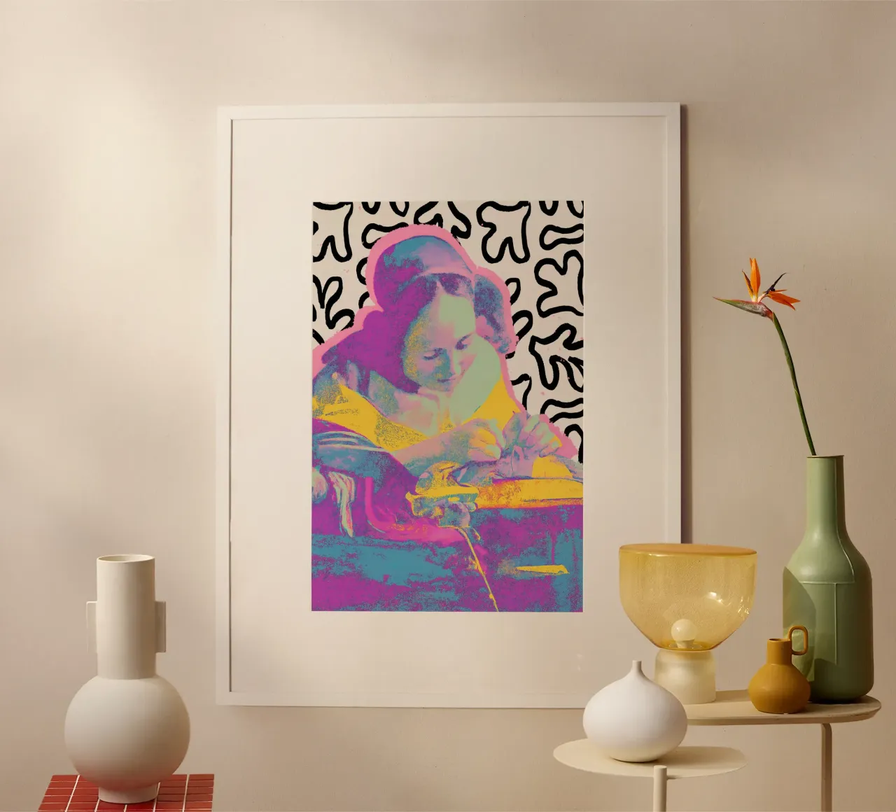 Lady Of The Needle (Neon Maters Series) poster con telaio in plastica da treechild