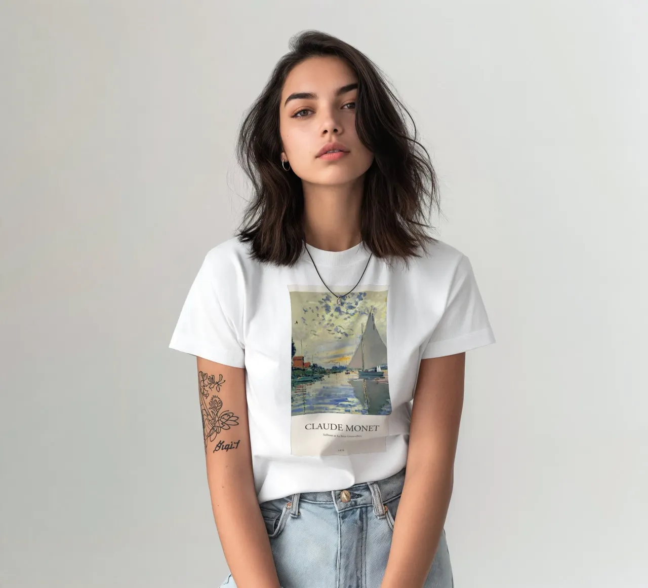 vue sur la mer avec voilier t-shirt de SMG Store