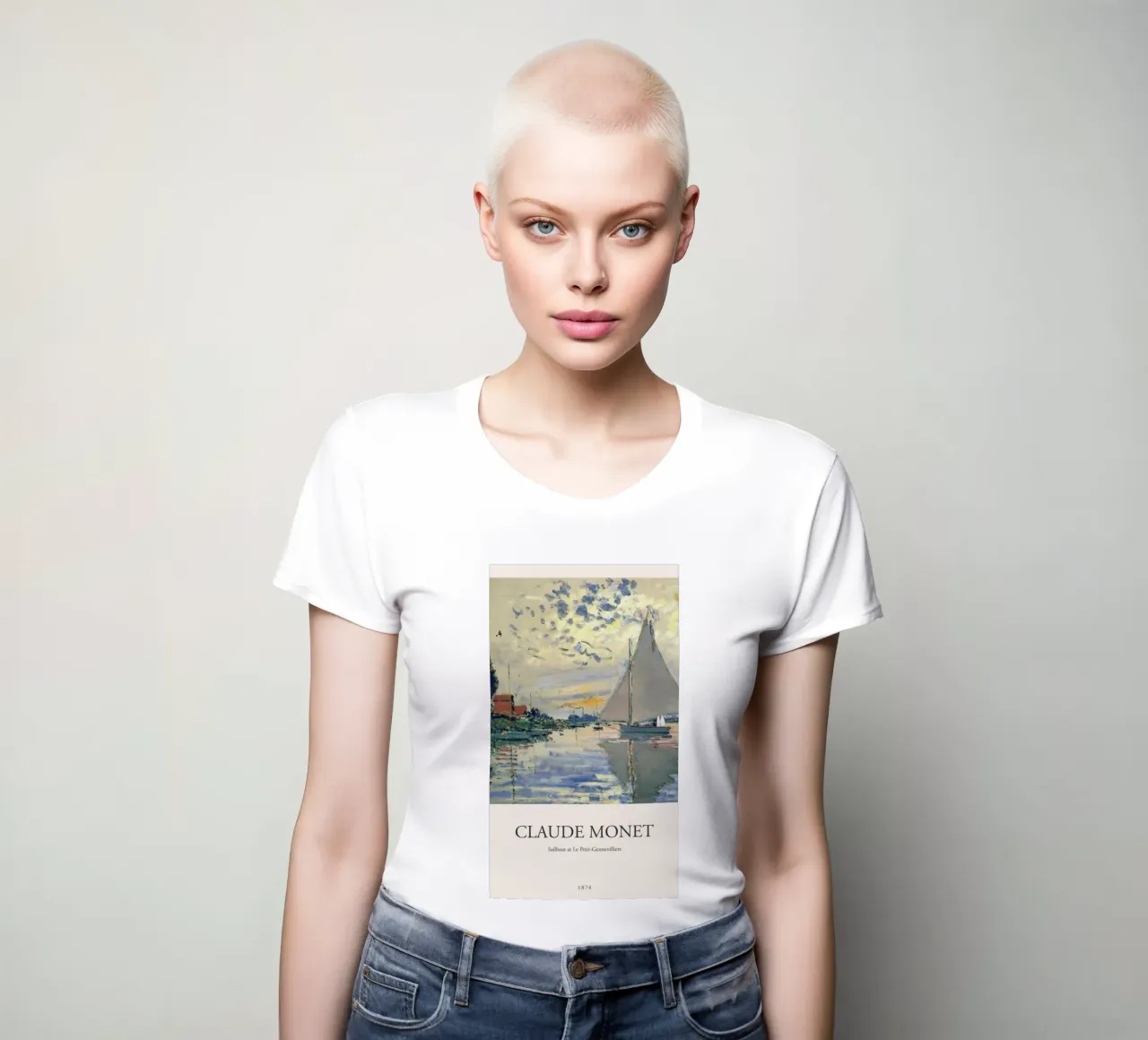 vue sur la mer avec voilier t-shirt ajusté pour femmes de SMG Store