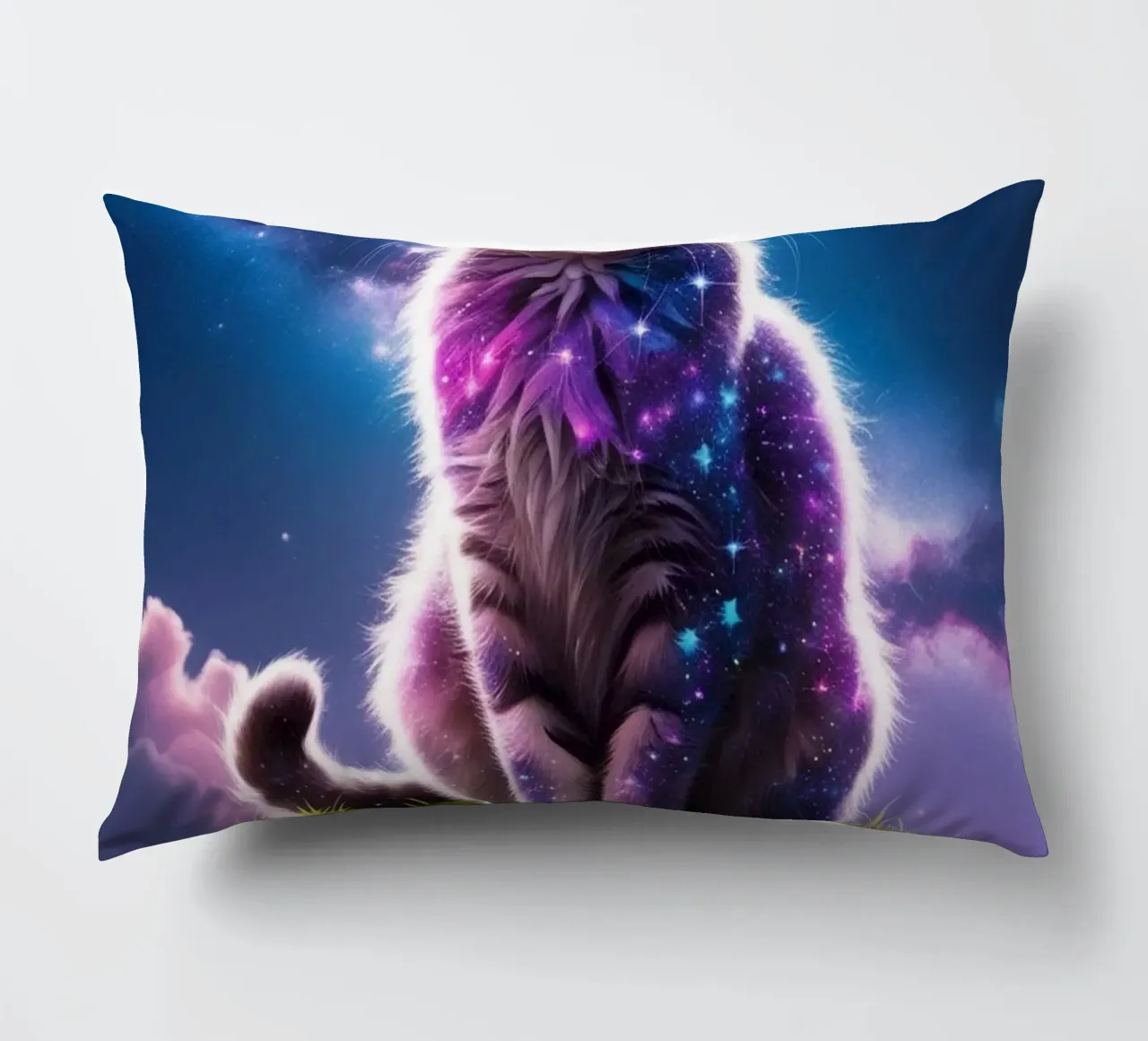 Galaxy Cat on a Floating Island decorative cushion by van hellen