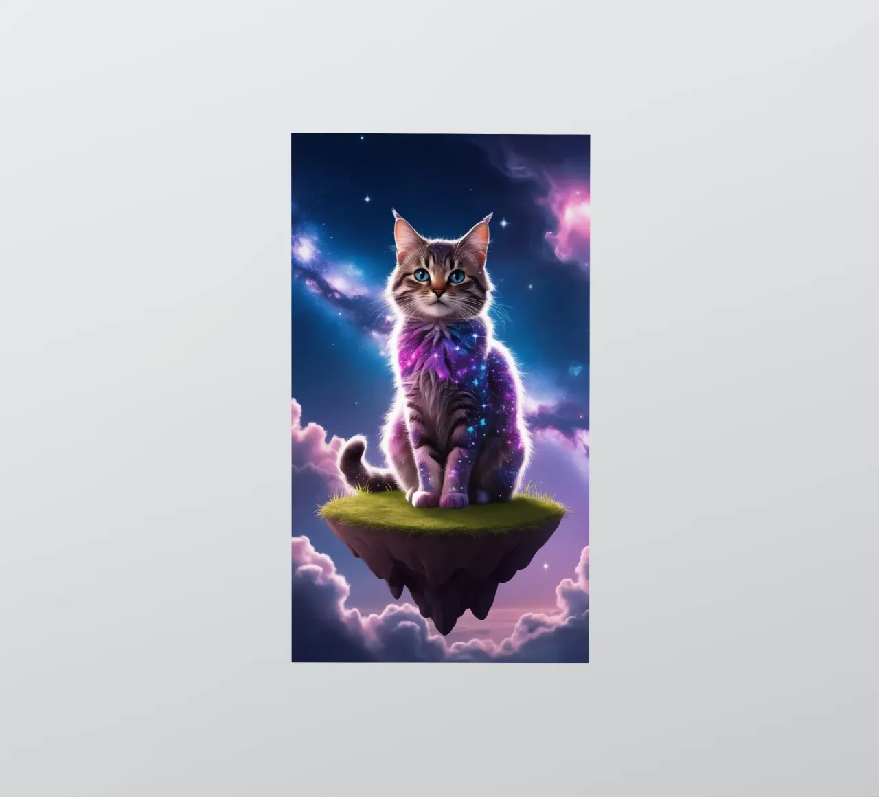 Galaxy Cat on a Floating Island sticker by van hellen