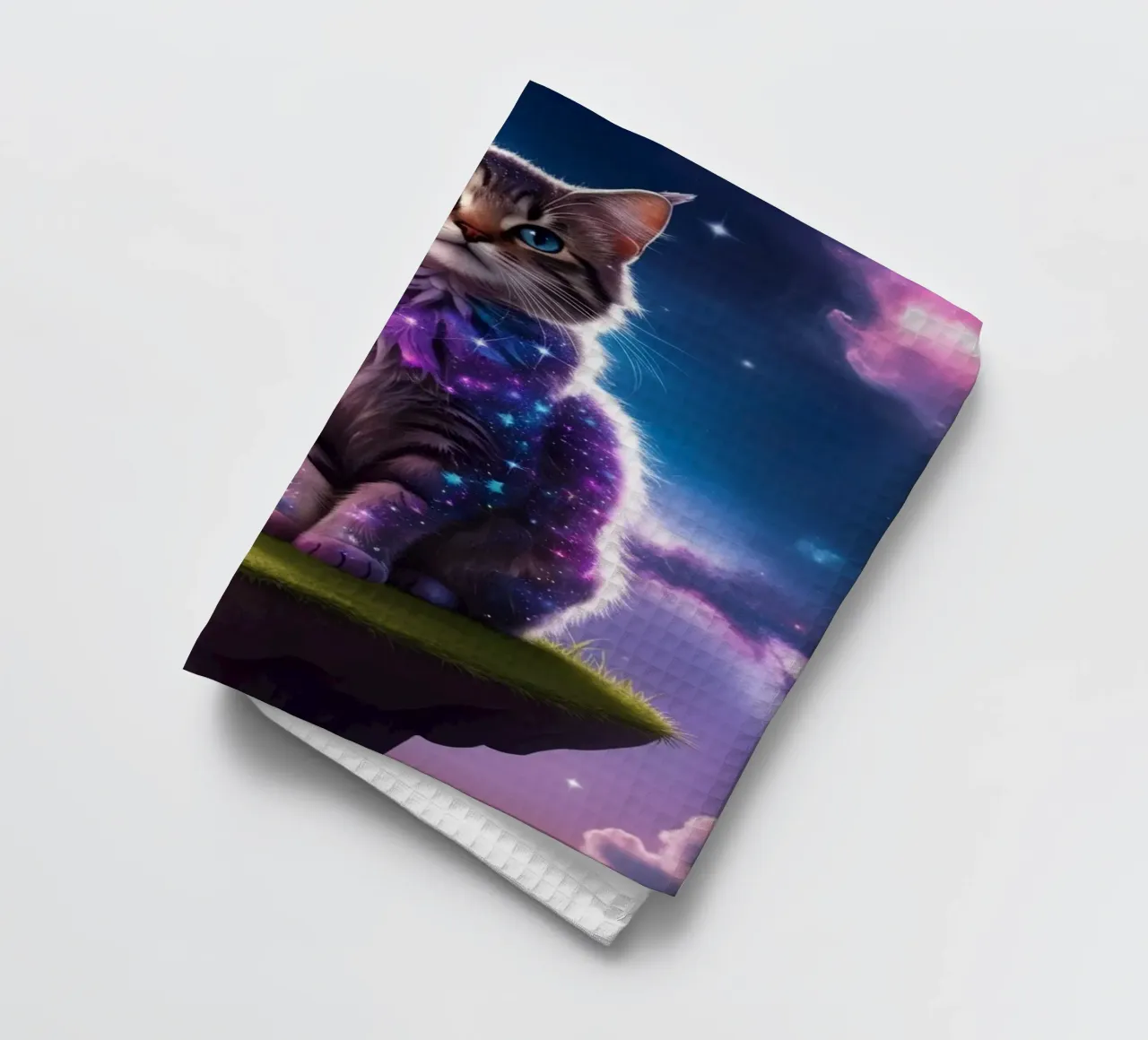 Galaxy Cat sur une île flottante torchon de van hellen