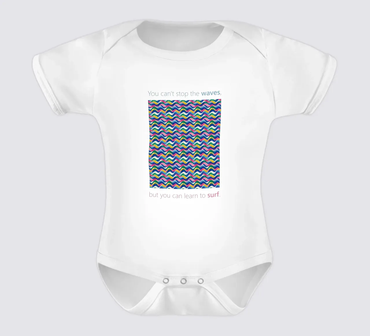 You can't stop the WAVES but you can learn to SURF short-sleeve baby romper by Moodwall