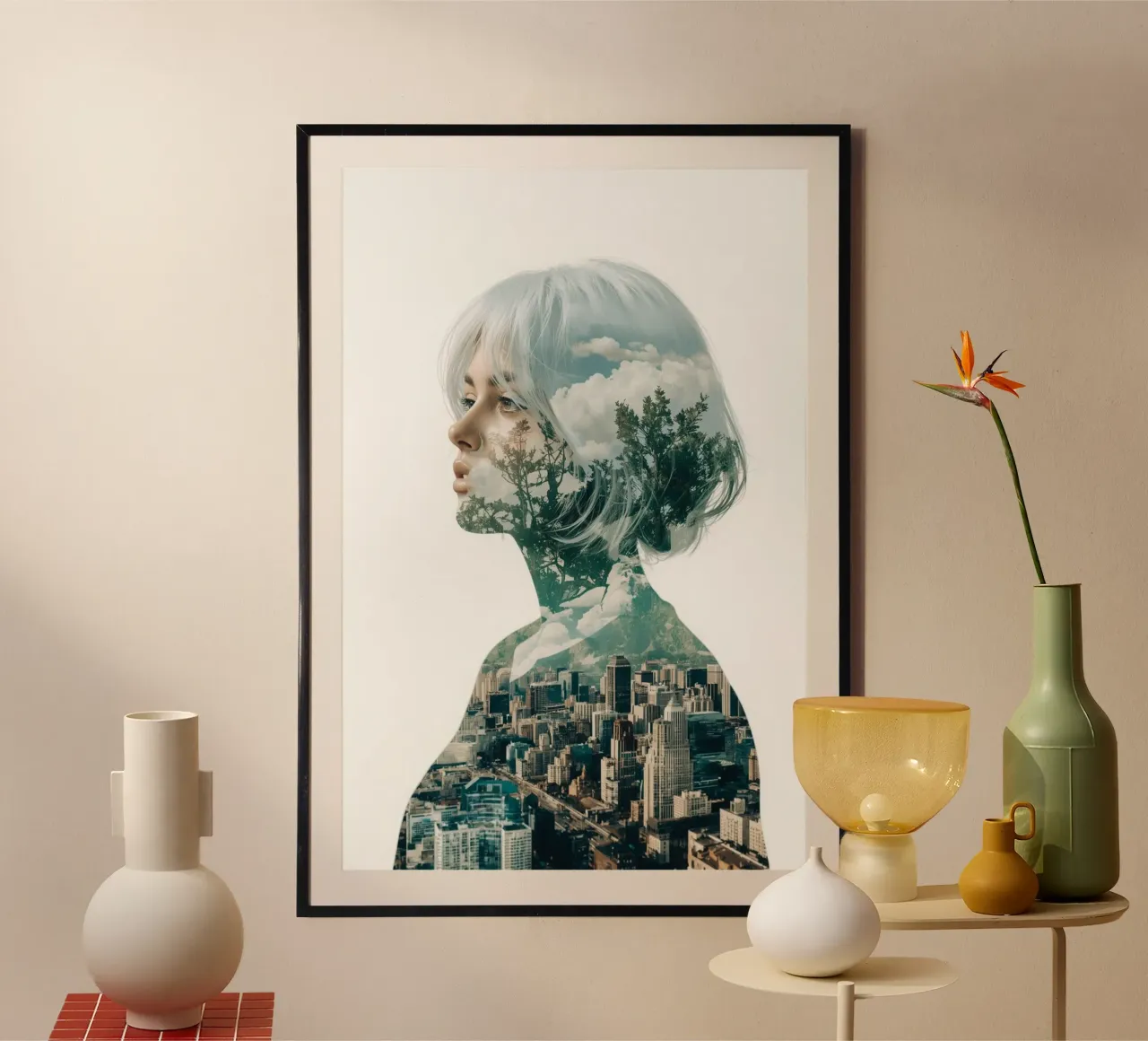 l'uomo e la natura poster con telaio in legno da van hellen
