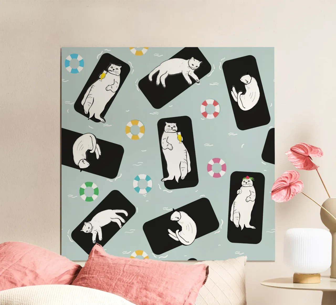 Gatti divertenti che prendono il sole sul mare II poster da gulsengunel