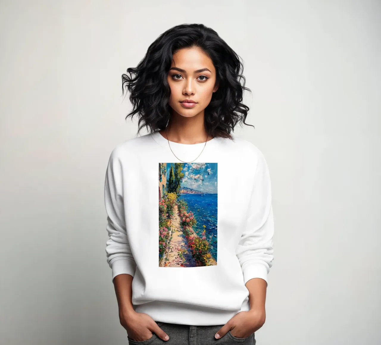 jardín de flores en la playa sudadera de SMG Store