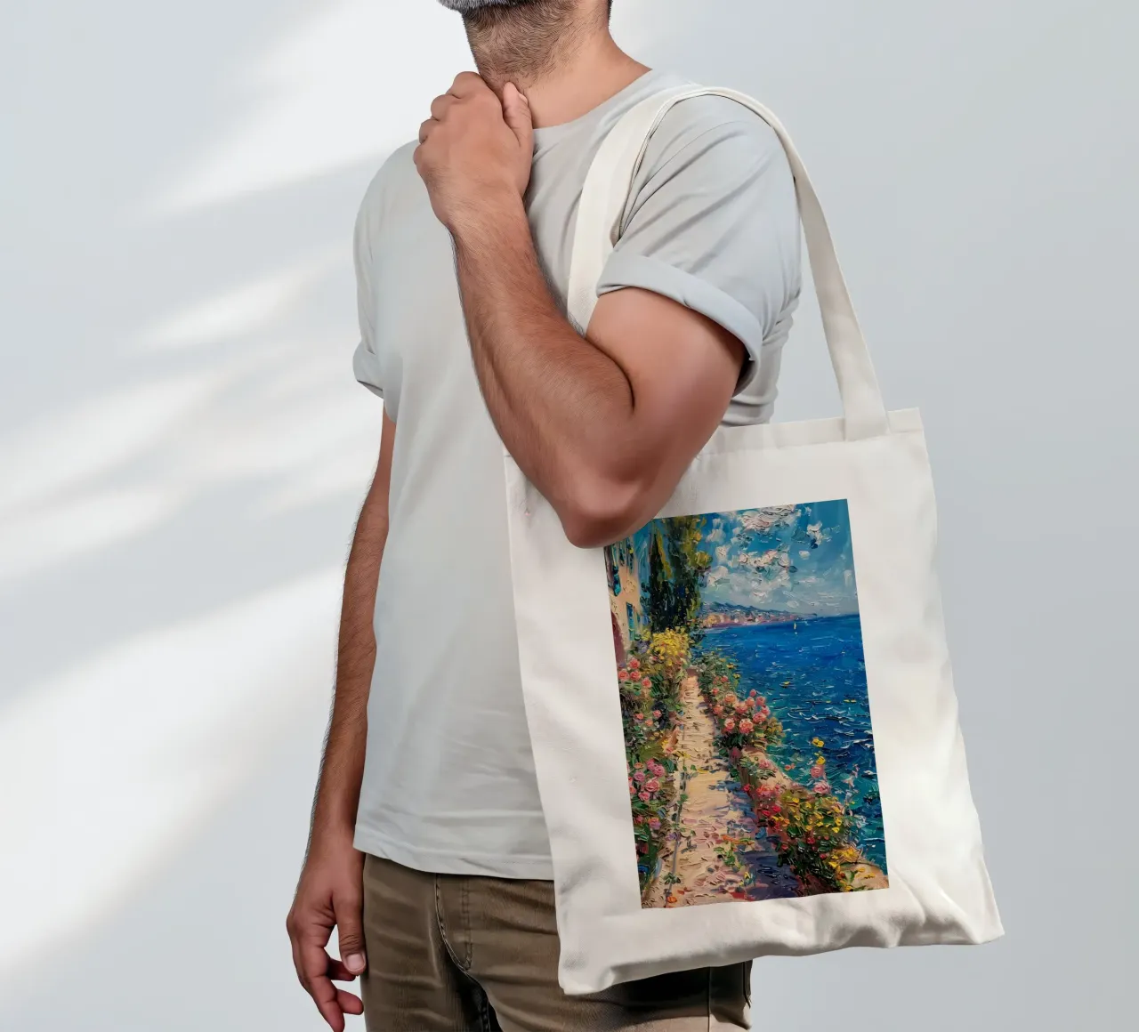 giardino fiorito sulla spiaggia borsa in juta da SMG Store