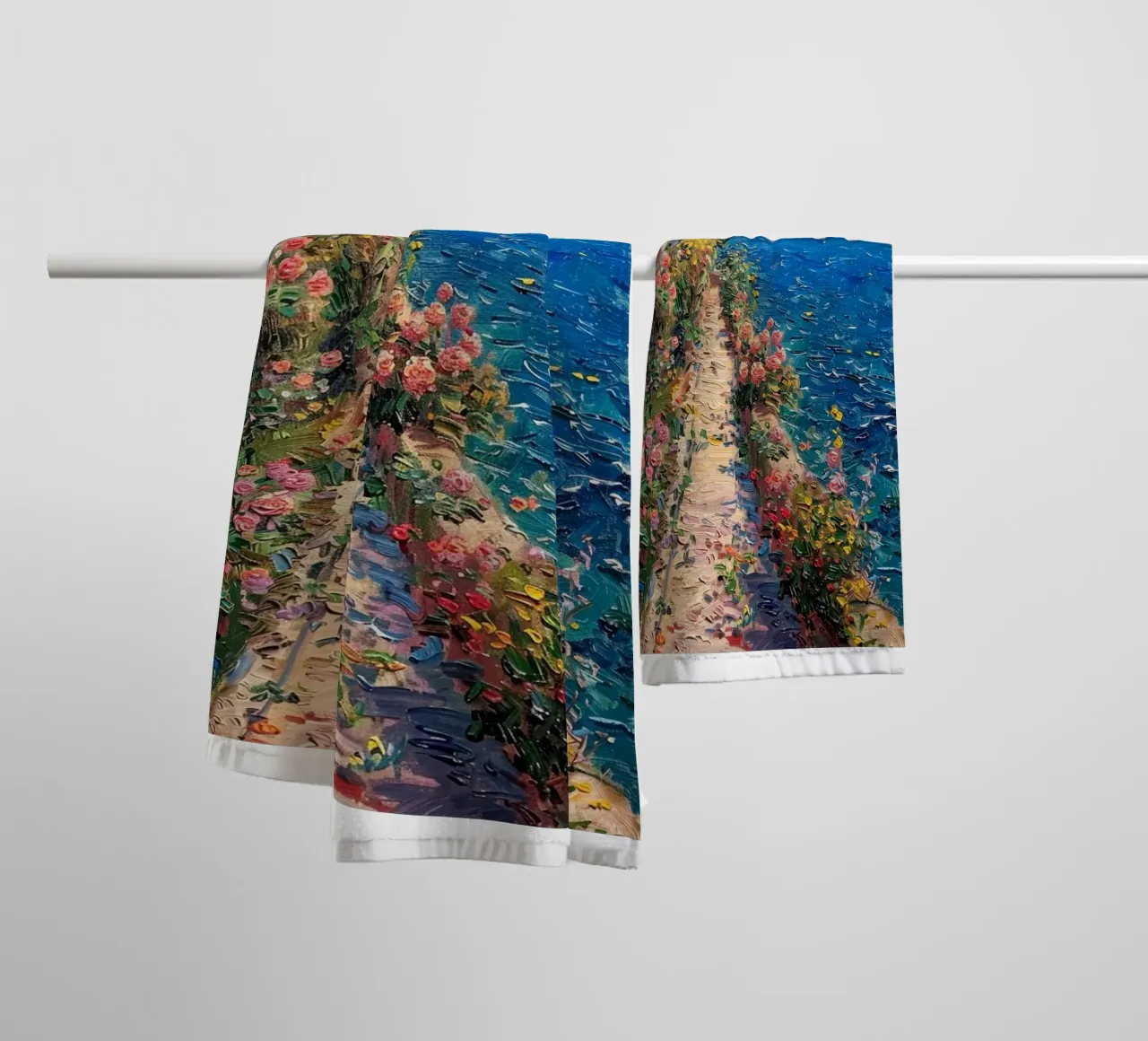 giardino fiorito sulla spiaggia asciugamano da bagno da SMG Store