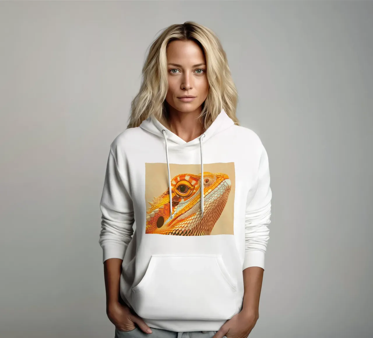 intricate close-up of a bearded dragon showcasing its detail hoodie by DesignDoodle