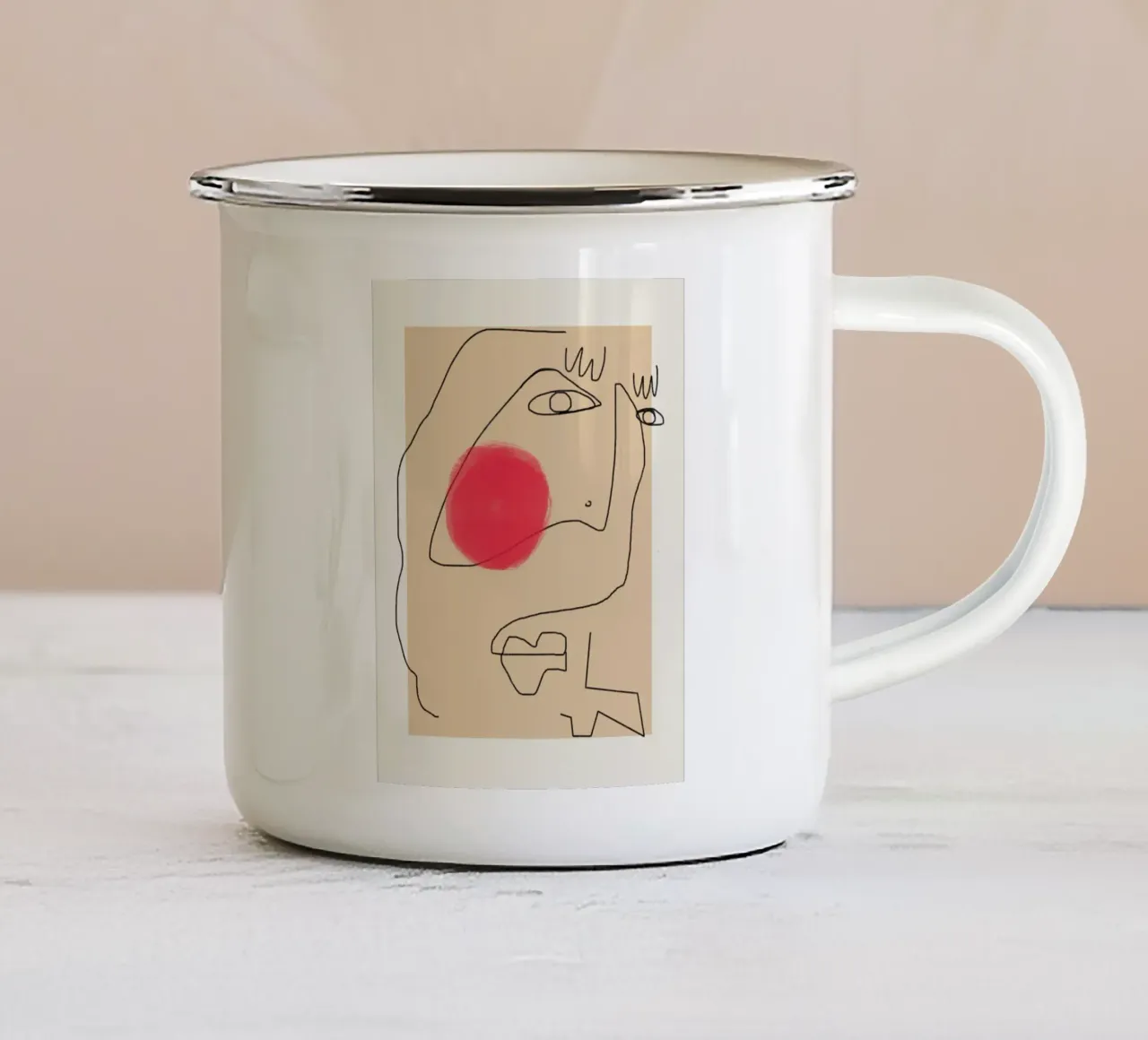 Espressione line art tazza in smalto da Little Dean