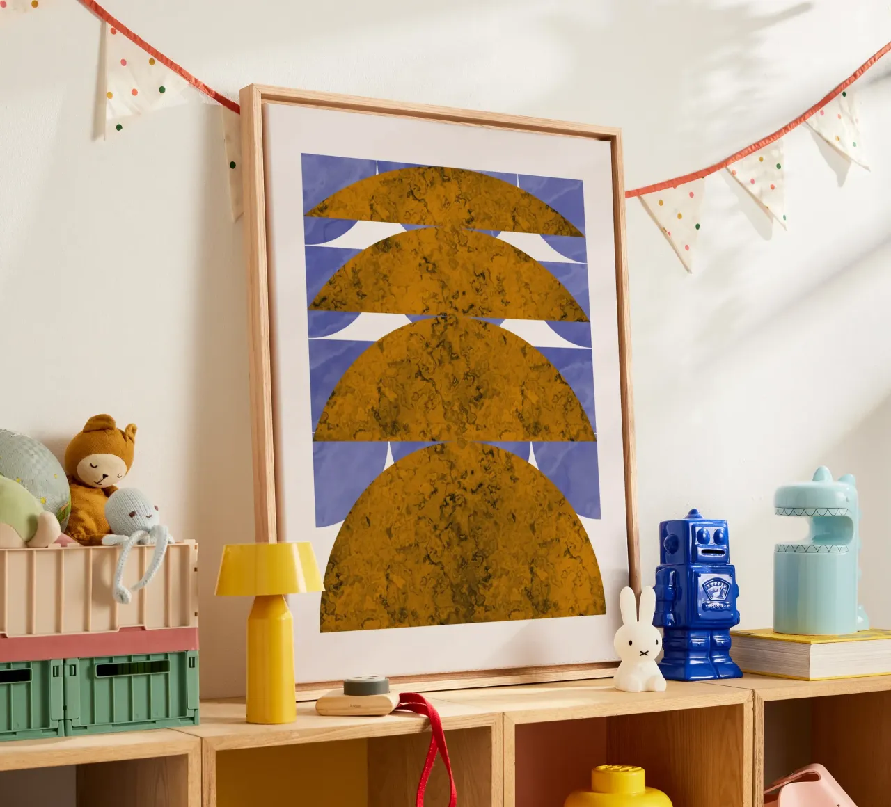 Bronze geometry canvas with Floater frame by Little Dean