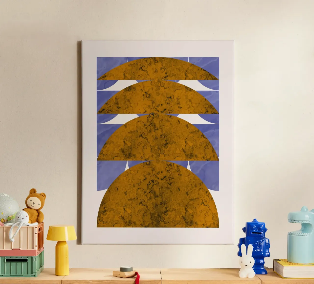 Bronze geometry canvas with Floater frame by Little Dean