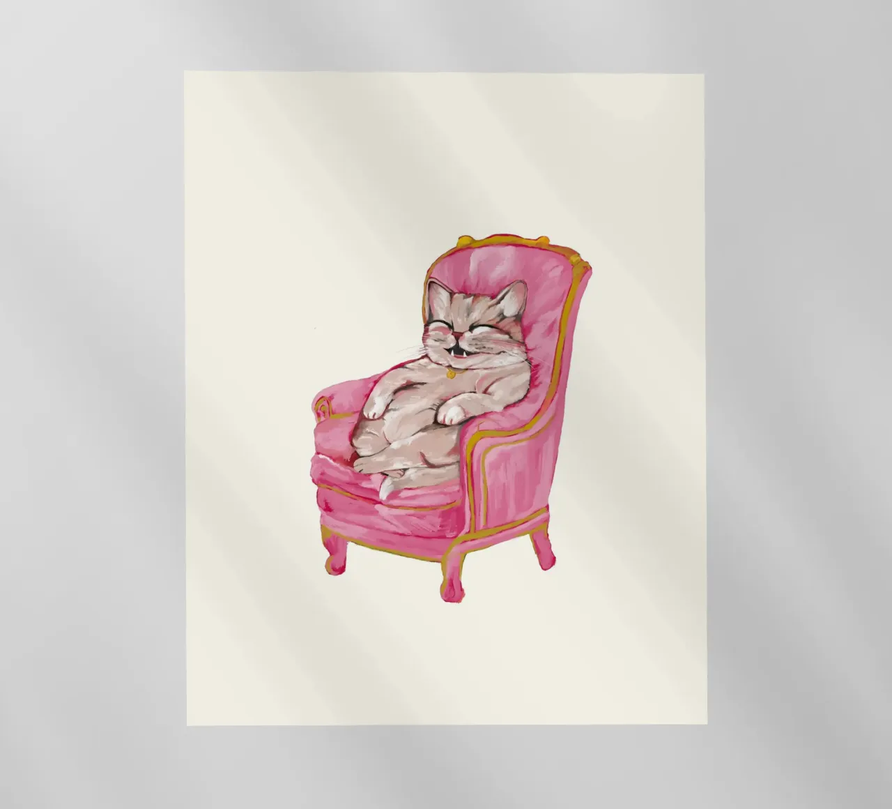 Smiling Cat Lounging on Pink Chair pellicola backlit da mysteriouscoco