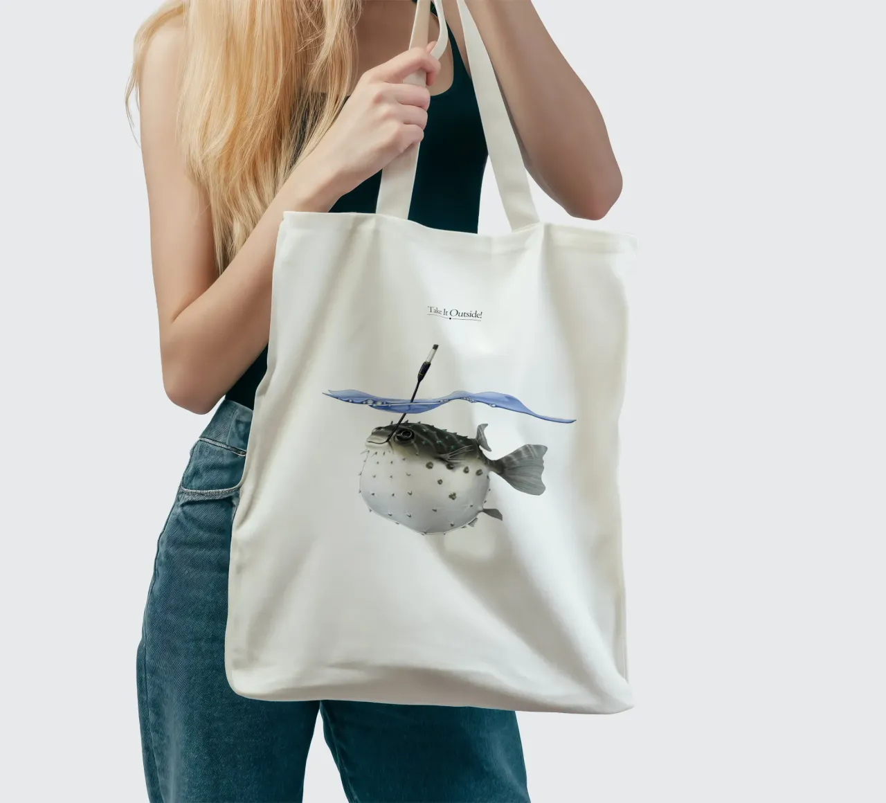 Take it Outside (Titled) borsa in juta da Rob Art | Illustration