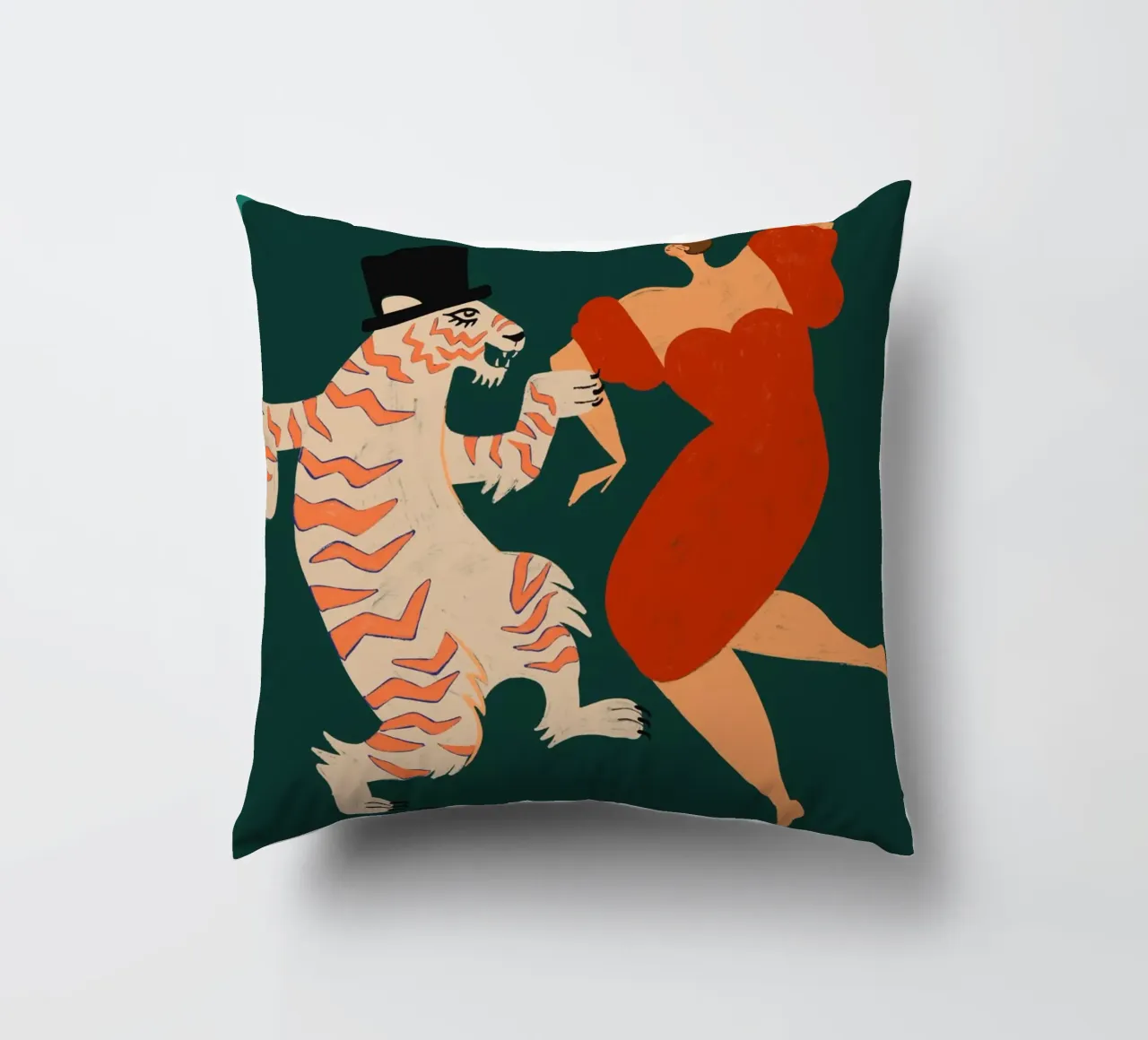A Date With A Wild Cat decorative cushion by Arty Guava