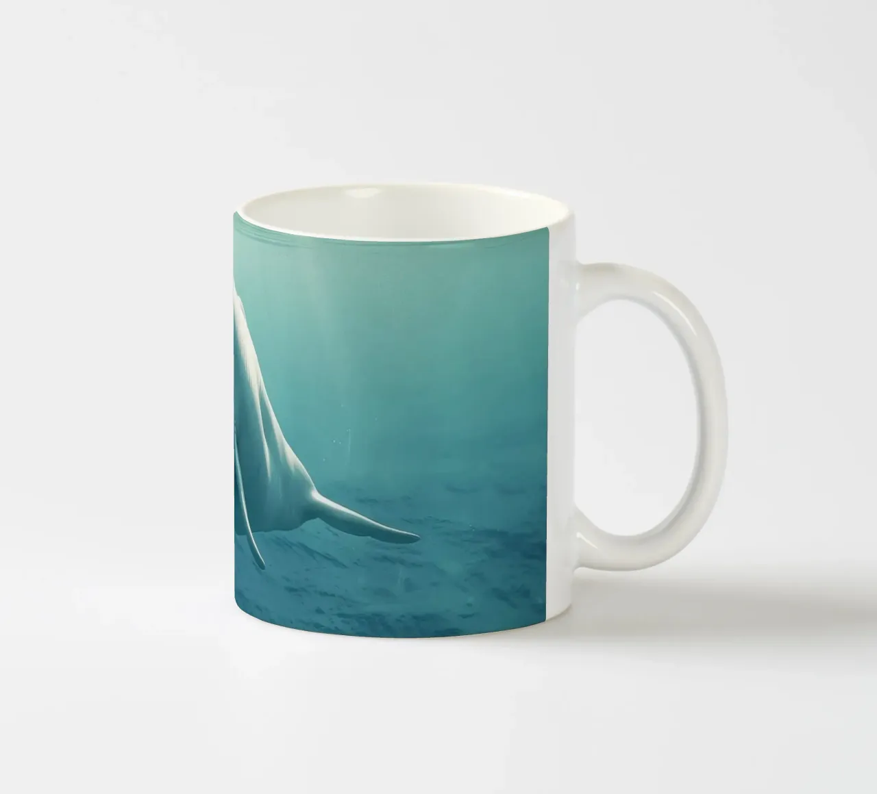momento subacqueo con una maestosa balena beluga blue wat tazza in ceramica da DesignDoodle