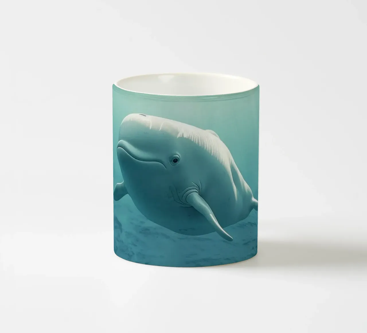 momento subacqueo con una maestosa balena beluga blue wat tazza in ceramica da DesignDoodle